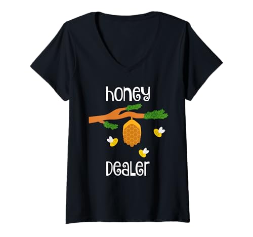 Damen Imker Bee Bees Dealer Honig Lustiges Imkergeschenk T-Shirt mit V-Ausschnitt Damen Imker Bee Bees Dealer Honig Lustiges Imkergeschenk T-Shirt mit V-Ausschnitt von Retro Sun Tees