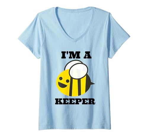 Damen Imker Bee Cute I'm a Keeper Lustiges Imkergeschenk T-Shirt mit V-Ausschnitt Damen Imker Bee Cute I'm a Keeper Lustiges Imkergeschenk T-Shirt mit V-Ausschnitt von Retro Sun Tees