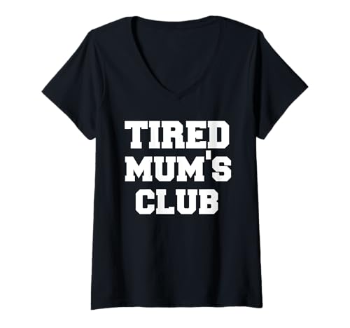 Damen Tired Mums Club Lustiger Muttertag T-Shirt mit V-Ausschnitt Damen Tired Mums Club Lustiger Muttertag T-Shirt mit V-Ausschnitt von Retro Sun Tees