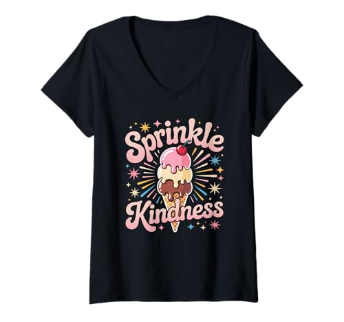 Damen Lustiges Streuen Freundlichkeit Motivierende Positivität Frauen Männer T-Shirt mit V-Ausschnitt Damen Lustiges Streuen Freundlichkeit Motivierende Positivität Frauen Männer T-Shirt mit V-Ausschnitt von Retro Sweet Cone Happy Vibes Teacher Cute Humor