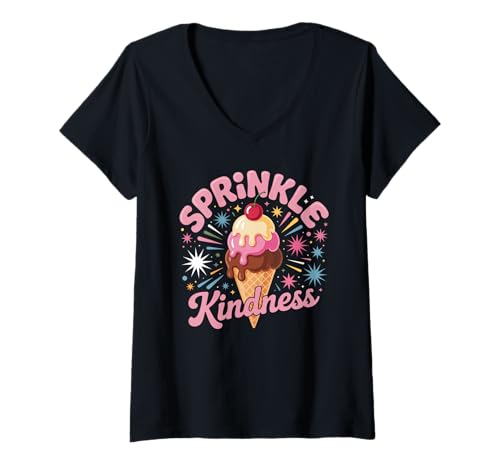Damen Lustiges Streuen Freundlichkeit Motivierende Positivität Frauen Männer T-Shirt mit V-Ausschnitt Damen Lustiges Streuen Freundlichkeit Motivierende Positivität Frauen Männer T-Shirt mit V-Ausschnitt von Retro Sweet Cone Happy Vibes Teacher Cute Humor