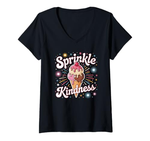Damen Lustiges Streuen Freundlichkeit Motivierende Positivität Frauen Männer T-Shirt mit V-Ausschnitt Damen Lustiges Streuen Freundlichkeit Motivierende Positivität Frauen Männer T-Shirt mit V-Ausschnitt von Retro Sweet Cone Happy Vibes Teacher Cute Humor