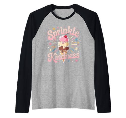 Lustiges Streuen Freundlichkeit Motivierende Positivität Frauen Männer Raglan von Retro Sweet Cone Happy Vibes Teacher Cute Humor