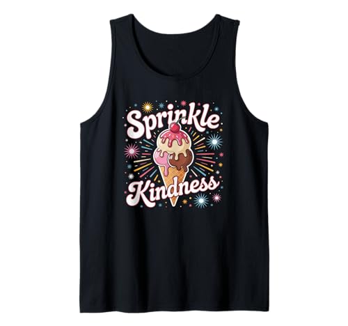 Lustiges Streuen Freundlichkeit Motivierende Positivität Frauen Männer Tank Top von Retro Sweet Cone Happy Vibes Teacher Cute Humor