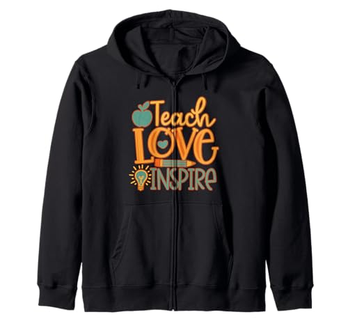 Teach Love Inspire Cute Teacher Life Men Women Kapuzenjacke von Retro Teacher Kids Back To School Gifts