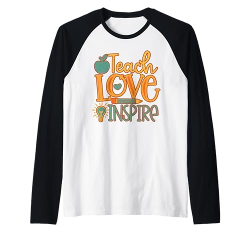 Teach Love Inspire Cute Teacher Life Men Women Raglan von Retro Teacher Kids Back To School Gifts