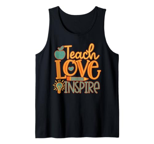 Teach Love Inspire Cute Teacher Life Men Women Tank Top von Retro Teacher Kids Back To School Gifts
