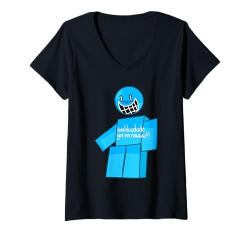 Damen Vintage Team Bluudude Jetzt einsteigen TEM Blue Dude T-Shirt mit V-Ausschnitt Damen Vintage Team Bluudude Jetzt einsteigen TEM Blue Dude T-Shirt mit V-Ausschnitt von Retro Team blue dude tem bluudude get in now Shirt