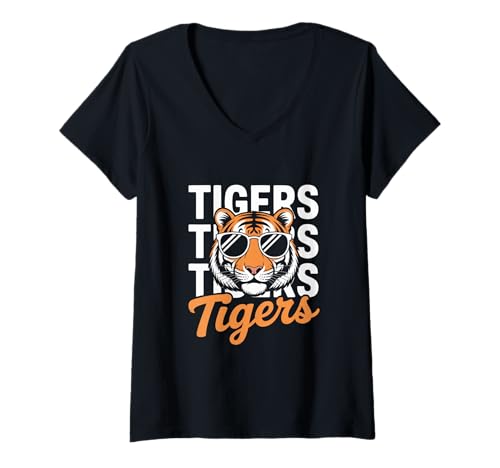 Damen Retro Tigers Shirt Inspirational Athletic Name Design Tiger T-Shirt mit V-Ausschnitt Damen Retro Tigers Shirt Inspirational Athletic Name Design Tiger T-Shirt mit V-Ausschnitt von Retro Tigers Shirt Inspirational Athletic