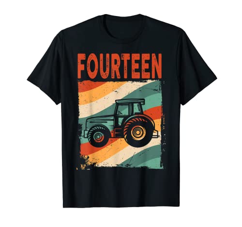 14 Jahre altes Shirt 14. Geburtstag Traktor Bauer Jungen Mädchen T-Shirt von Retro Tractor Farmer Birthday Apparel Boys Girls