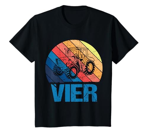 Kinder 4. Geburtstag Retro Traktor Junge Trecker Bauer Kinder T-Shirt von Retro Traktor Trecker KinderGeburtstag Designs