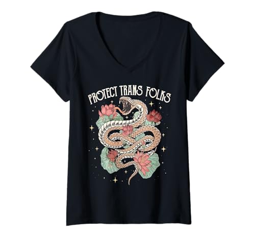 Damen Retro Trans Pride Trans Right Protect Trans Folks T-Shirt mit V-Ausschnitt Damen Retro Trans Pride Trans Right Protect Trans Folks T-Shirt mit V-Ausschnitt von Retro Trans Pride Trans Right Protect Trans Folks