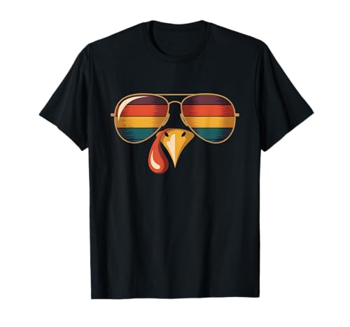 Coole Truthahn-Sonnenbrille für Männer, Frauen, Kinder, Jugendliche, Jungen T-Shirt von Retro Turkey Thanksgiving Costume