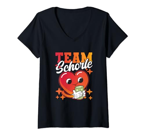 Damen Team Schorle lustiges Pfälzer Dialekt und Mundart Design T-Shirt mit V-Ausschnitt von Retro Urlaubs Designs Für Kaiserslautern Pfalz