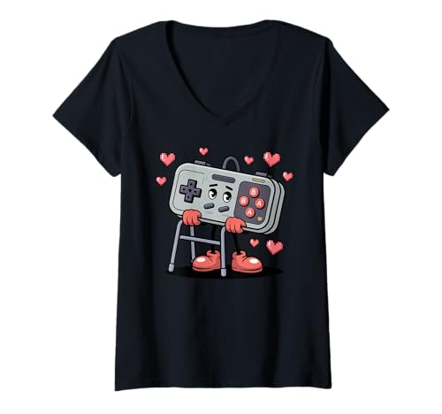 Damen Funny Old Gamer Gaming Retro 80s 90s Video Game Old Gamer T-Shirt mit V-Ausschnitt Damen Funny Old Gamer Gaming Retro 80s 90s Video Game Old Gamer T-Shirt mit V-Ausschnitt von Retro Video Game Gamer Clothing Co.