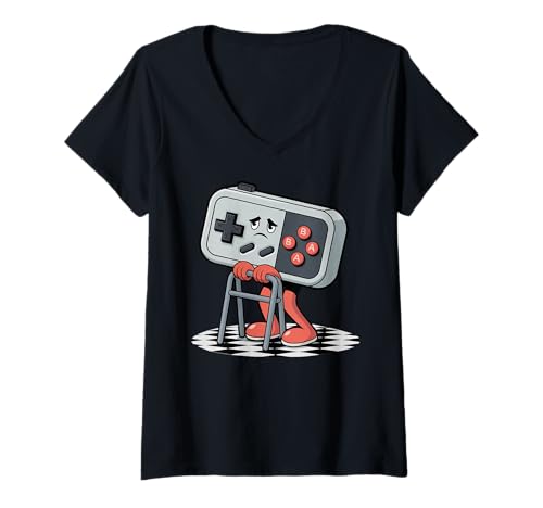 Damen Funny Old Gamer Gaming Retro 80s 90s Video Game Old Gamer T-Shirt mit V-Ausschnitt Damen Funny Old Gamer Gaming Retro 80s 90s Video Game Old Gamer T-Shirt mit V-Ausschnitt von Retro Video Game Gamer Clothing Co.