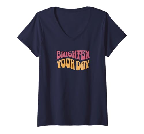 Damen Verschönern Sie Ihren Tag Retro T-Shirt mit V-Ausschnitt von Retro Vintage Aesthetics Positivity Inspired tees