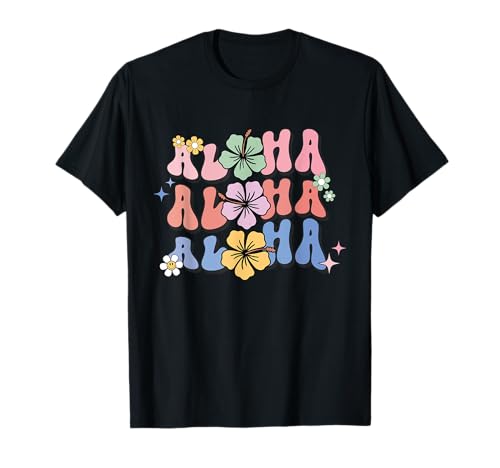 Damen Aloha Hawaii Hibiskus Blumen Retro Groovy Beach T-Shirt Damen Aloha Hawaii Hibiskus Blumen Retro Groovy Beach T-Shirt von Retro Vintage Aloha Hawaii Hawaiian Island Tees