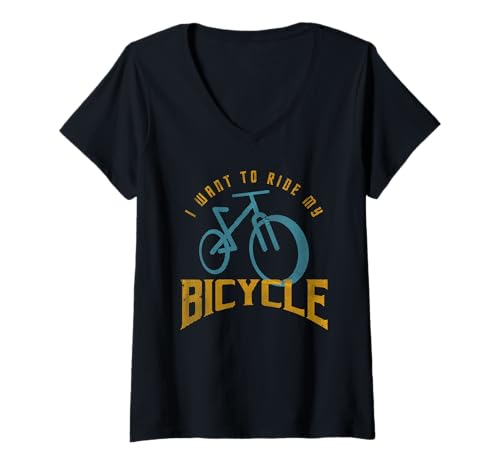 Damen Ich möchte Fahrrad Fahren Retro Vintage Cyclist T-Shirt mit V-Ausschnitt Damen Ich möchte Fahrrad Fahren Retro Vintage Cyclist T-Shirt mit V-Ausschnitt von Retro Vintage Bicycle Cycling Apparel