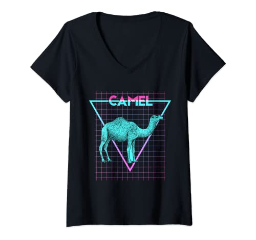 Damen Kamel Animal Lover Ästhetisches Retro-Kamell T-Shirt mit V-Ausschnitt von Retro Vintage Camel Gifts