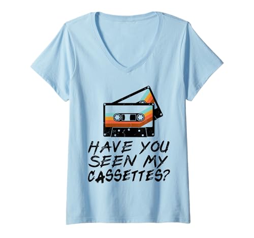 Damen Vintage Have You seen My Kassette Tape 80er 90er Musik Mixtape T-Shirt mit V-Ausschnitt von Retro Vintage Cassette Tape 70s 80s Music Mixtape