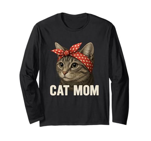 Cat Mom Ever Vintage-Katze im Retro-Look, Mama, Katze Langarmshirt von Retro Vintage Cat Mother Art