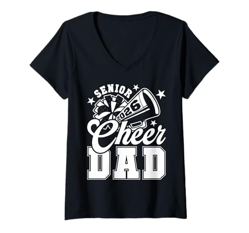 Damen Senior Cheer Dad 2026 Stolzer Cheerleader Papa Class of 2026 T-Shirt mit V-Ausschnitt Damen Senior Cheer Dad 2026 Stolzer Cheerleader Papa Class of 2026 T-Shirt mit V-Ausschnitt von Retro Vintage Cheer Dad Awesome Father's Day Gifts