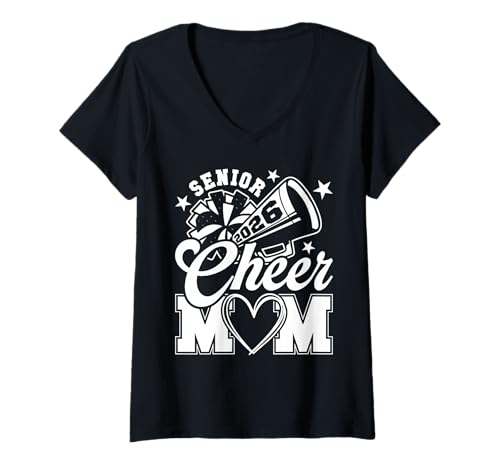Damen Senior Cheer Mom 2026 Stolze Cheerleader-Mama Class of 2026 T-Shirt mit V-Ausschnitt von Retro Vintage Cheer Mom Awesome Mother's Day Gifts