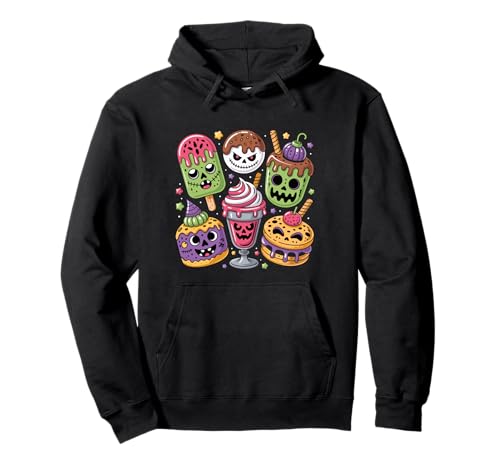 Lustiges gruseliges Horror Halloween Eis Sommer Kleinkind Kinder Pullover Hoodie von Retro Vintage Halloween Ice Cream Delight Summer
