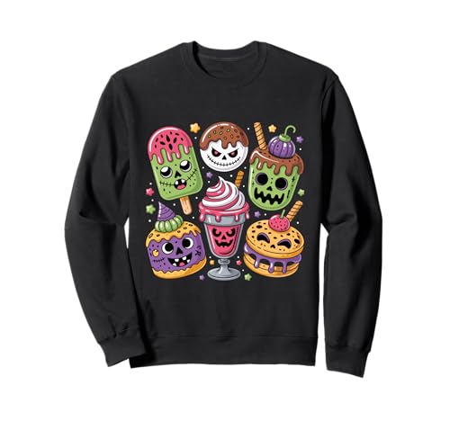 Lustiges gruseliges Horror Halloween Eis Sommer Kleinkind Kinder Sweatshirt von Retro Vintage Halloween Ice Cream Delight Summer