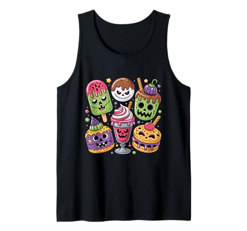 Lustiges gruseliges Horror Halloween Eis Sommer Kleinkind Kinder Tank Top von Retro Vintage Halloween Ice Cream Delight Summer