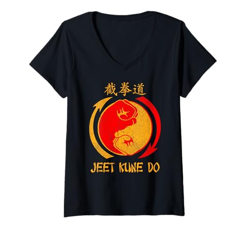 Damen Jeet Kune Do Martial Arts MMA Abfangen Faust Chinesisch T-Shirt mit V-Ausschnitt Damen Jeet Kune Do Martial Arts MMA Abfangen Faust Chinesisch T-Shirt mit V-Ausschnitt von Retro Vintage Jeet Kune Do Martial Arts Apparel