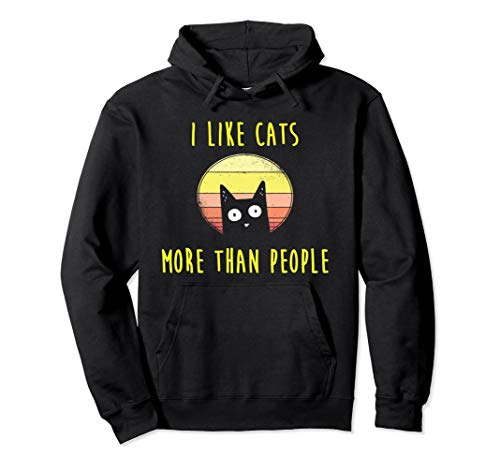 I Like Cats More Than People Katzen Katze Mama Geschenk Pullover Hoodie von Retro Vintage Katzen Geschenke