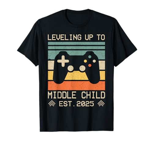 Neues mittleres Kind Leveling Up to Middle Child 2025 Vintage T-Shirt Neues mittleres Kind Leveling Up to Middle Child 2025 Vintage T-Shirt von Retro Vintage Leveling Up To Middle Child