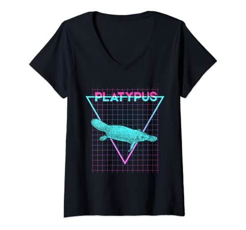 Damen Platypus Animal Aesthetic Retro Platypus T-Shirt mit V-Ausschnitt von Retro Vintage Platypus Gifts