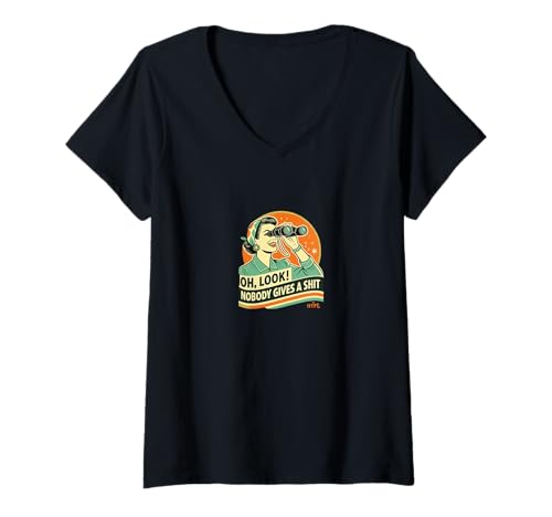 Damen Vintage Retro Nobody Gives A Shit Lustiges sarkastisches T-Shirt T-Shirt mit V-Ausschnitt Damen Vintage Retro Nobody Gives A Shit Lustiges sarkastisches T-Shirt T-Shirt mit V-Ausschnitt von Retro Vintage Sarcastic Humor Tees Co.