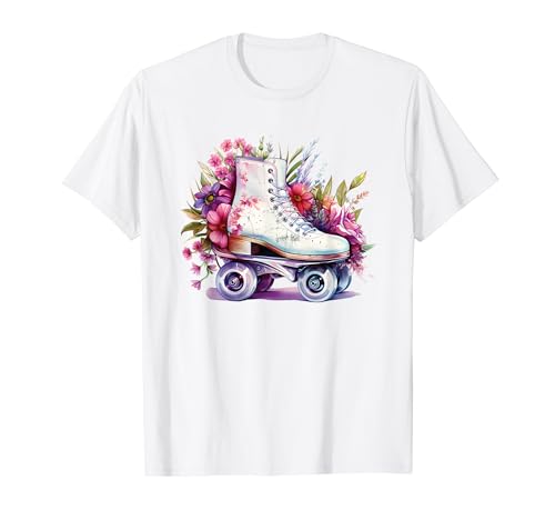 Aesthetic Vaporwave Süße Rollschuh-Blumen für Teenager und Mädchen T-Shirt von Retro Vintage Vaporwave Aesthetic 80s 90s Clothes