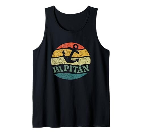 Herren Papa Wortspiel Kapitän Vatertag Papitän Tank Top von Retro Vintage Vatertag lustiger Vater
