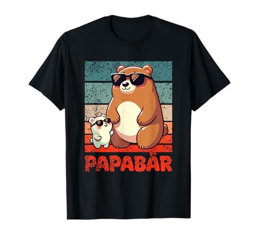 Retro Vintage Vatertag lustiger Vater Papabär T-Shirt Schwarz Halbarm S Kleinkind EU 36/42 U-Ausschnitt Cartoon Bär Vatertag Herren Väter von Retro Vintage Vatertag lustiger Vater
