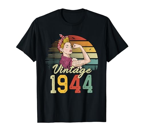 80 Jahre alt, limitierte Auflage 1944, Vintage-Stil, 80. Geburtstag, Damen T-Shirt von Retro Vintage Women's Birthday.USA