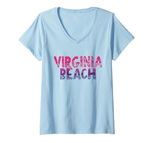 Damen Virginia Beach Virginia - Virginia Beach VA 70er Jahre Retro T-Shirt mit V-Ausschnitt Damen Virginia Beach Virginia - Virginia Beach VA 70er Jahre Retro T-Shirt mit V-Ausschnitt von Retro Virginia Vibes