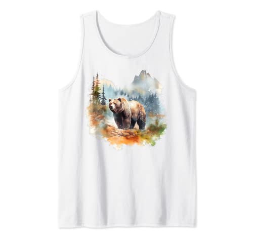 BERG & BÄR X Bären Berge Wasserfarbe Watercolor Painting Fun Tank Top BERG & BÄR X Bären Berge Wasserfarbe Watercolor Painting Fun Tank Top von Retro Wald Bäume Natur Berge Naturliebhaber