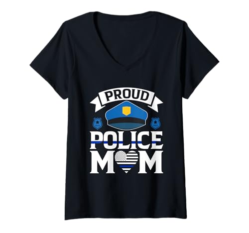 Damen Stolze Polizeimutter Für Polizeibeamte Mütter Stolze Polizeimutter T-Shirt mit V-Ausschnitt Damen Stolze Polizeimutter Für Polizeibeamte Mütter Stolze Polizeimutter T-Shirt mit V-Ausschnitt von Retro Wear for Police Officers and Police Family