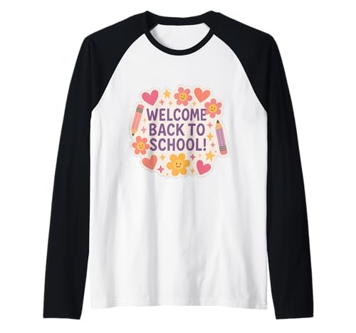Süßes Retro-Design für Damen im Vintage-Look „Welcome Back to School Teacher“ Raglan von Retro Welcome Back to School Teacher Products