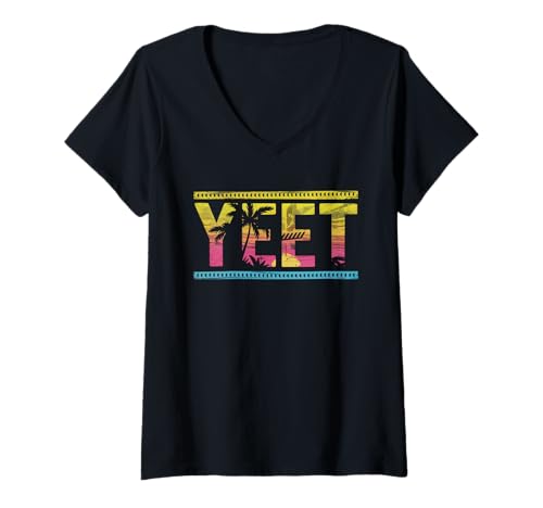Damen Vintage Yeet Lustiger Spruch Meme für Männer Frauen Jungen Jugend Kinder T-Shirt mit V-Ausschnitt Damen Vintage Yeet Lustiger Spruch Meme für Männer Frauen Jungen Jugend Kinder T-Shirt mit V-Ausschnitt von Retro Yeet Slang Jey Meme Summer Apparel