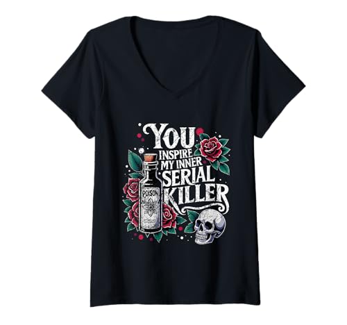 Damen Retro Spooky Season — Du inspirierst Meinen inneren Serienmörder T-Shirt mit V-Ausschnitt Damen Retro Spooky Season — Du inspirierst Meinen inneren Serienmörder T-Shirt mit V-Ausschnitt von Retro You Inspire My Inner Serial Killer Tee