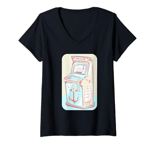 Damen Das Arcade-Spiel Rime of The Ancient Mariner Nautical T-Shirt mit V-Ausschnitt Damen Das Arcade-Spiel Rime of The Ancient Mariner Nautical T-Shirt mit V-Ausschnitt von Retro design by Mailboxdisco