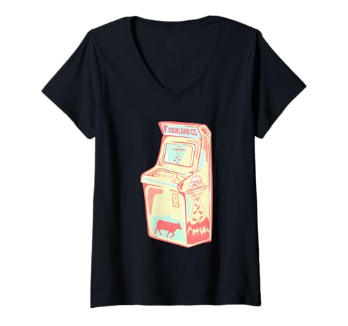Damen Retro Achtziger Jahre Videospiel T-Shirt mit V-Ausschnitt Damen Retro Achtziger Jahre Videospiel T-Shirt mit V-Ausschnitt von Retro design by Mailboxdisco