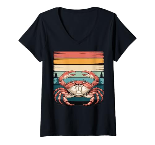 Damen Krabbe Retro Meeresfrüchte Vintage T-Shirt mit V-Ausschnitt Damen Krabbe Retro Meeresfrüchte Vintage T-Shirt mit V-Ausschnitt von Retro krabbe Vintage Ozean Strand