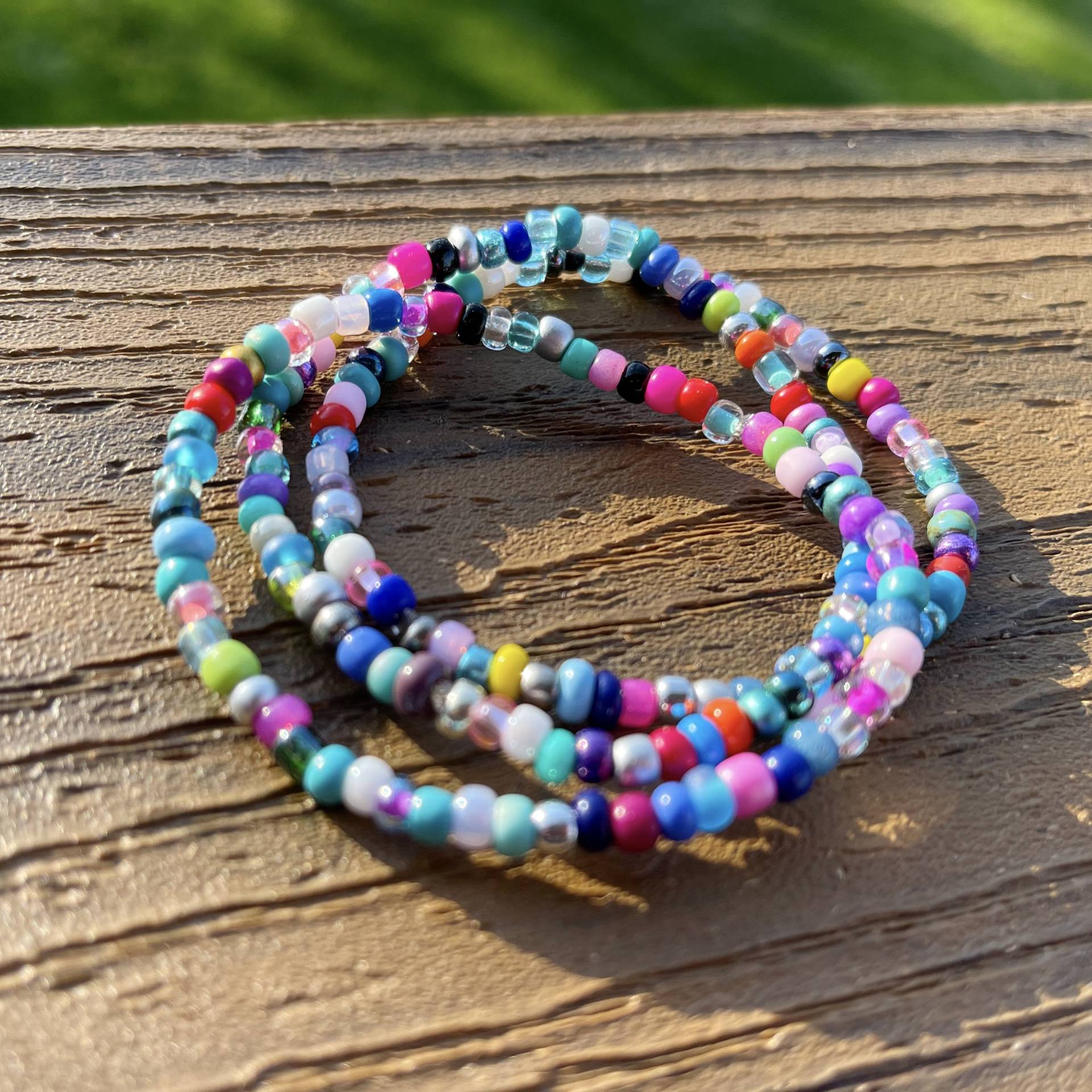 Bunt Dehnbar Armbänder, Armband Set, Rocailles Perlen Regenbogen Y2K Schmuck, Kinder Geschenk Für von RetroChicByNic